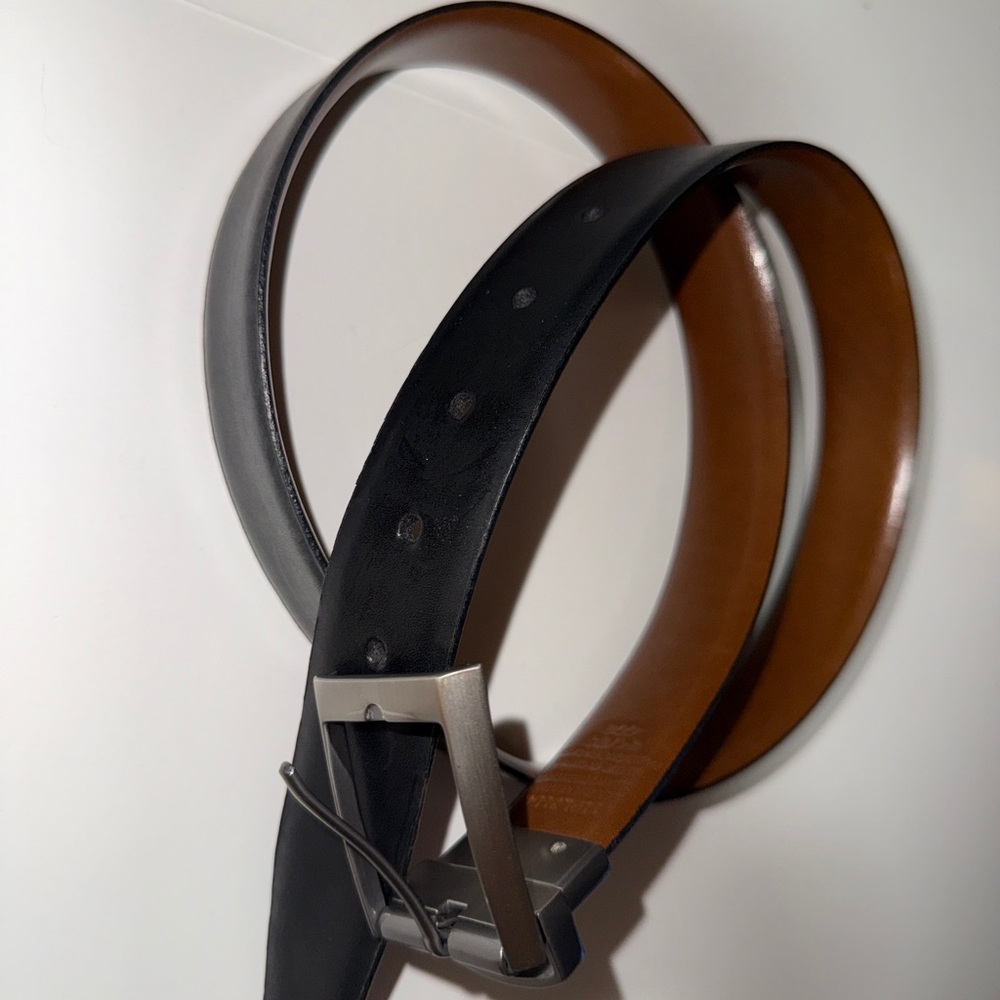 Men's Black and Brown Leather Belt
